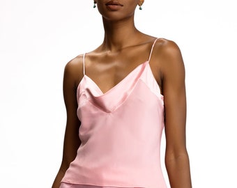 Pink Silk Charmeuse Camisole