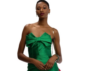 Emerald Bow Cocktail Dress with Bow Train