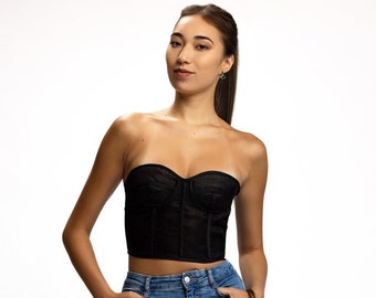 Black Silk Organza Bustier