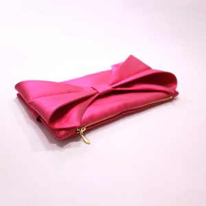 Silk Wool Bow Clutch Purple