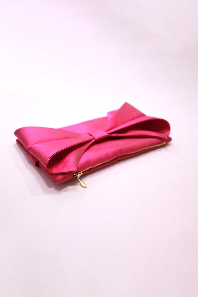 Silk Wool Bow Clutch Purple