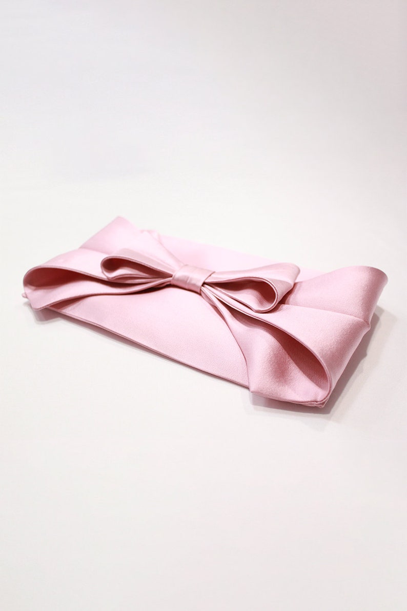 Silk Wool Bow Clutch Pink