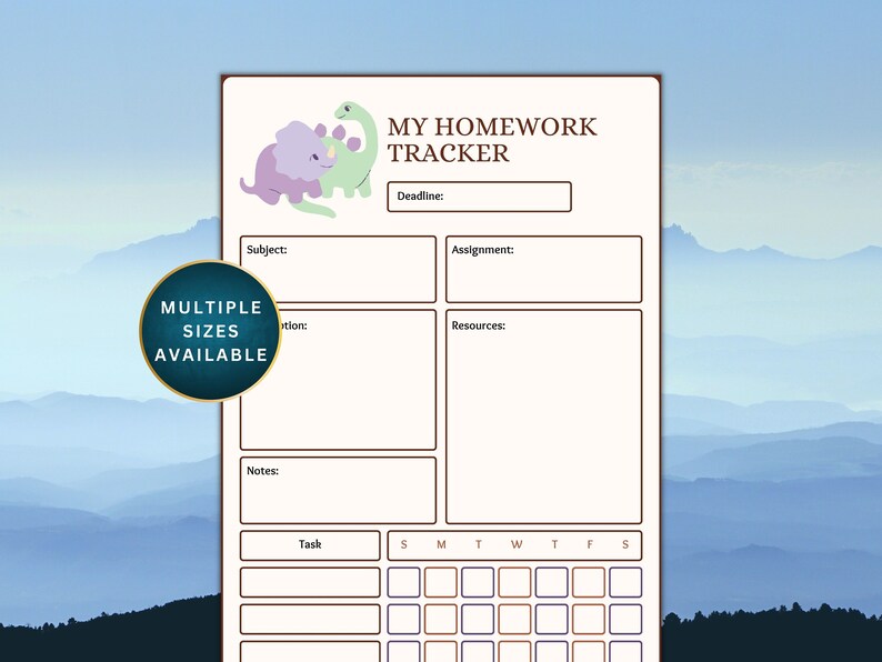Homework Tracker Printable ADHD Classroom Journal 2023 Digital Planner