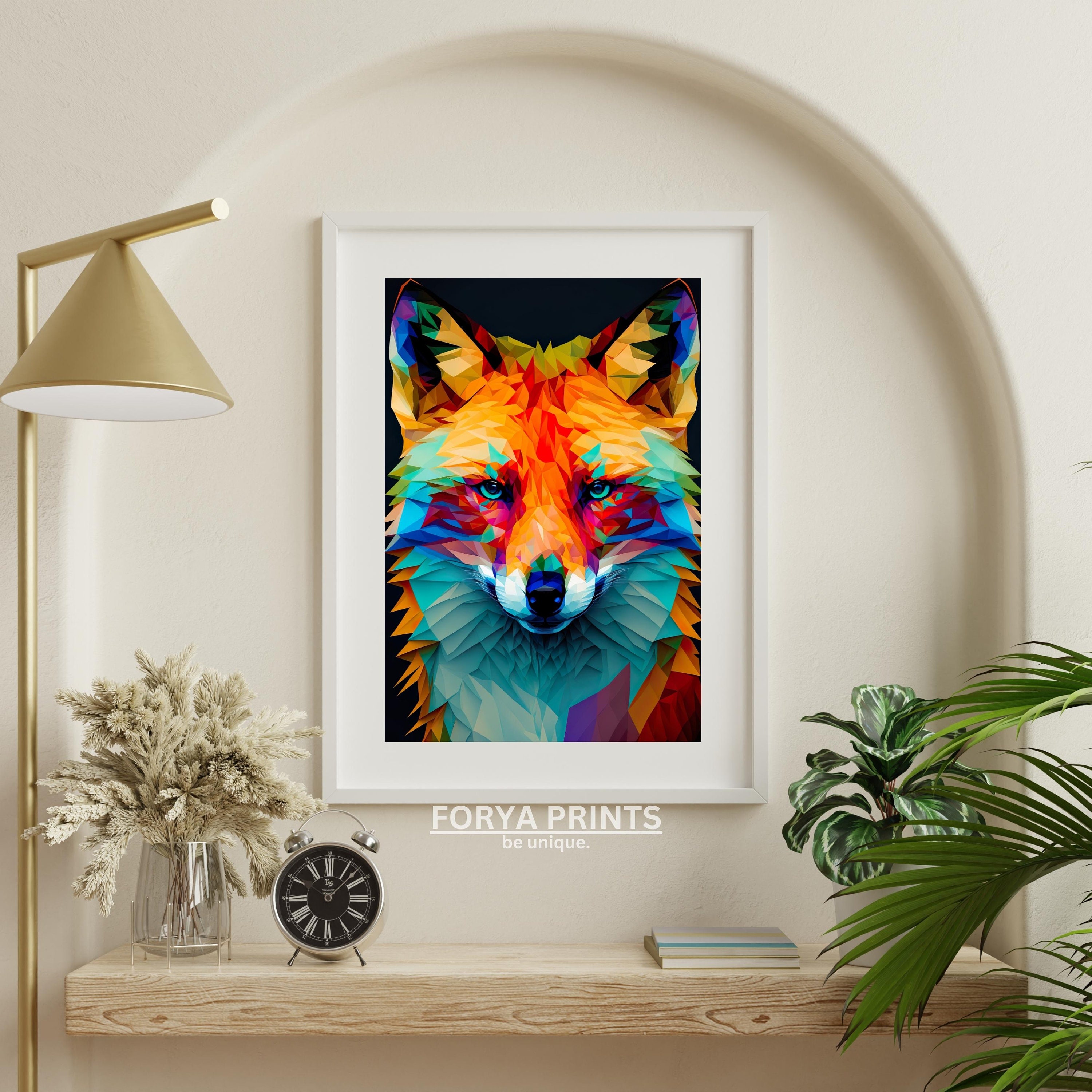 Colorful Polygon Fox Art Print, Digital Download, Printable Poster ...