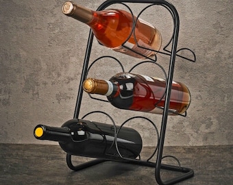 Handmade Wine Rack Black Metal Rustic Industrial Style