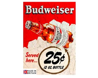 Metal Sign 1930s Retro Style Budweiser Beer