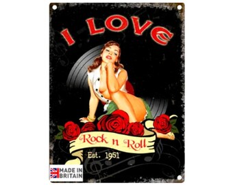 Metal Sign Rock N Roll Vintage America 1950s
