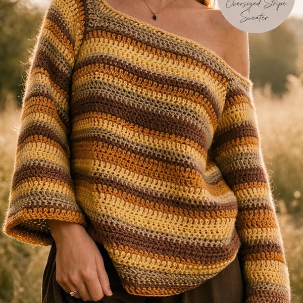 Jersey de ganchillo extragrande a rayas / Patrón de ganchillo / PDF digital /
