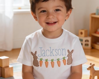 Camiseta "Coelhinho Azul da Páscoa Eu amo cenouras"