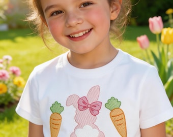 Camiseta rosa de Páscoa com rabinho de algodão de coelhinha