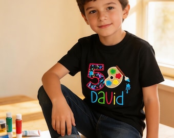 Paint Party Birthday Shirt, Custom Art Themed Cotton Tee