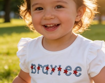 girls personalized Fourth of July shirts