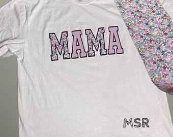 Camiseta com aplique "MAMA": Lembrança para roupas de bebê