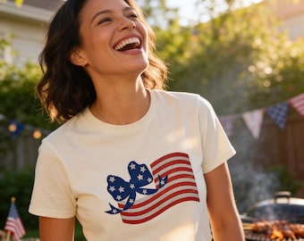Women's 4th of July Flag Shirt, Custom Embroidered 4th of July Tee, Adult Personalized Shirt, Independence Day Shirt, Monogram Toddler Shirt