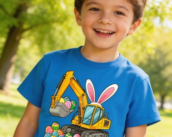 Camiseta com estampa de coelho escavador caçando ovos
