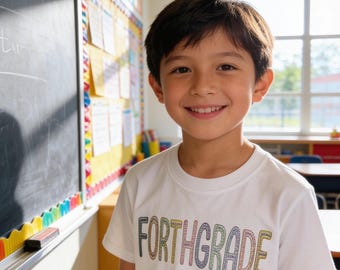 Fourth Grade Back to School Shirt, First Day Student Embroidery Design
