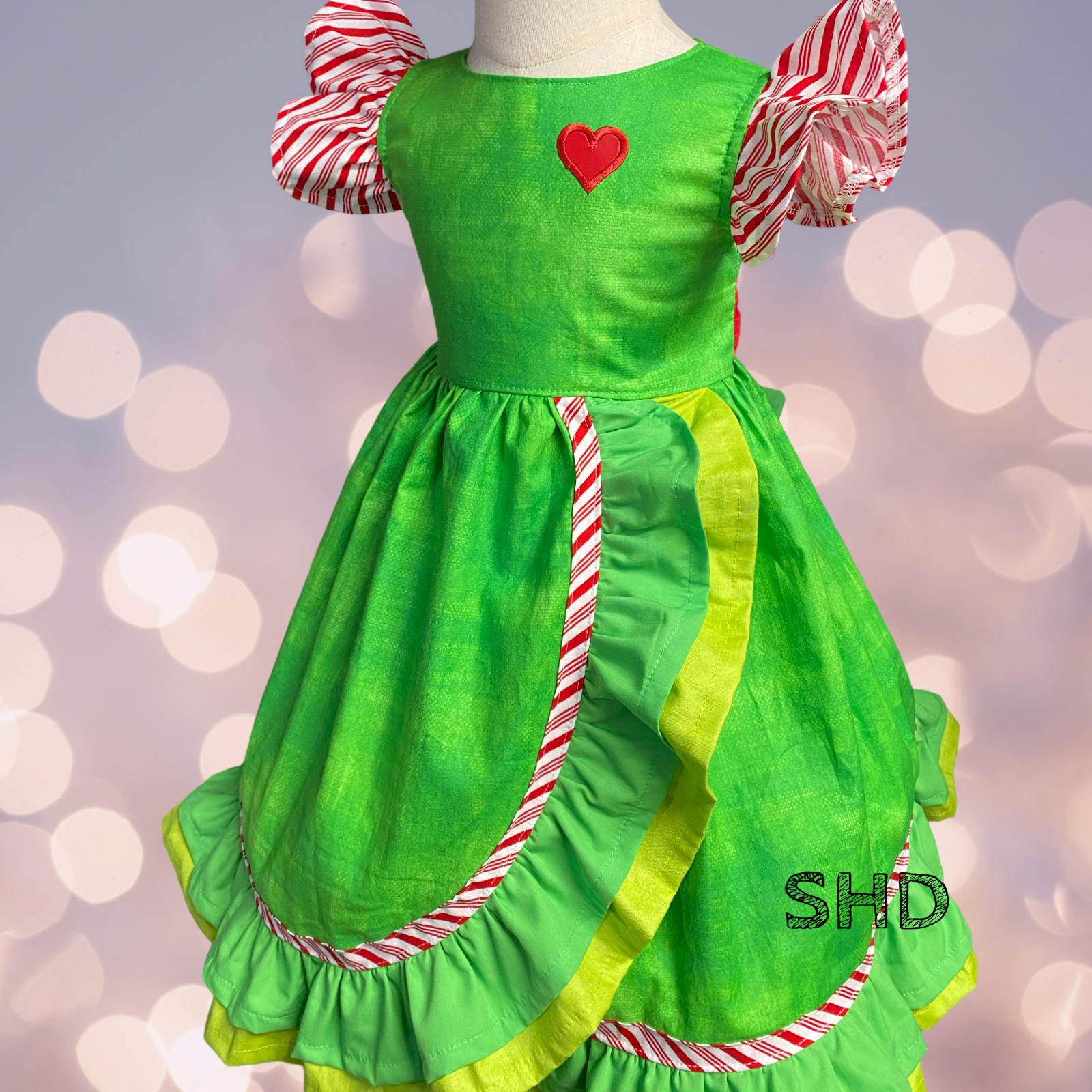 thumbnail image 2 of Dr. Seuss Grinch Stole Christmas Girls Ruffle Dress | Sleeveless Twirl Dress (Knee Length) 2 of 6