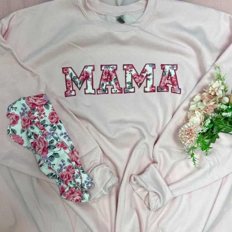 Mama Embroidered Baby Outfit Keepsake Applique Sweatshirt Simple Mama