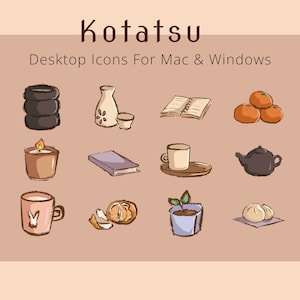 Kotatsu Themed Desktop Icons | App Icons | Desktop Folder Icons | Macbook Icons | Windows Icons | Japanese Themed Icons