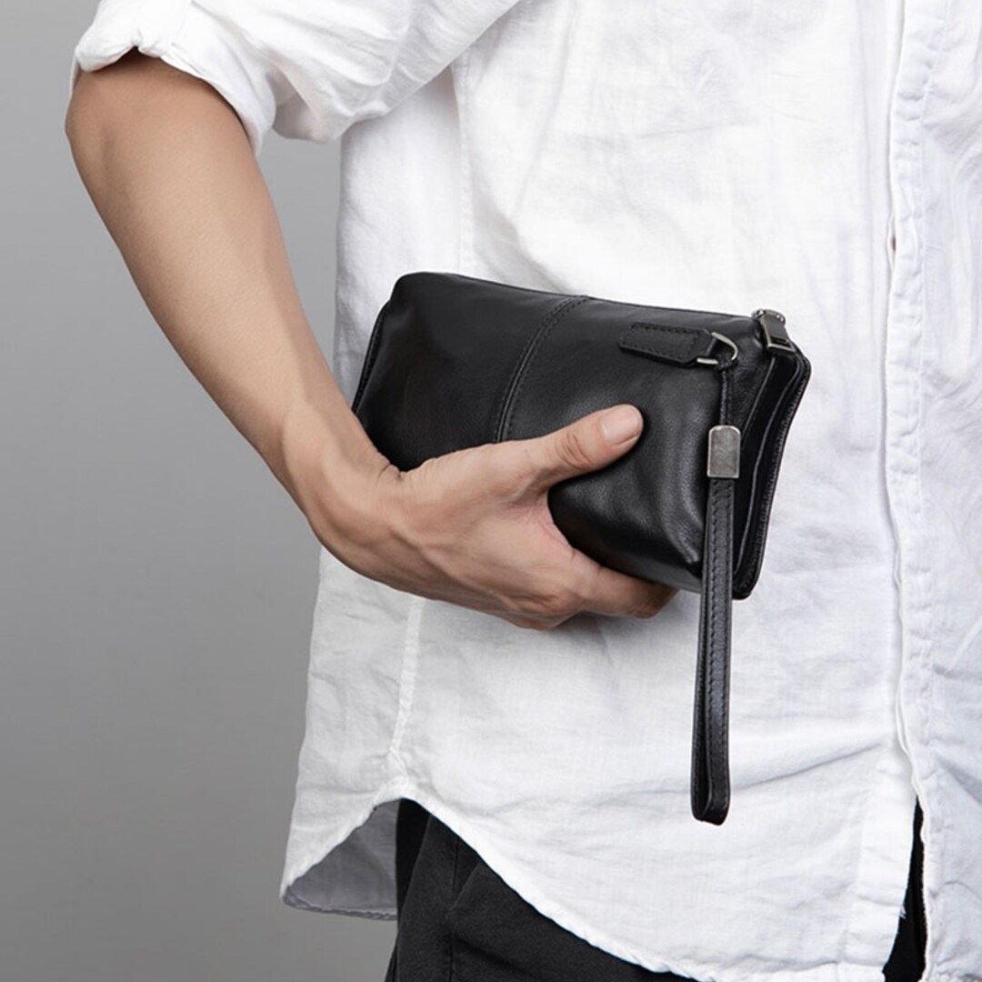 Handcrafted Black Leather Phone Wallet Slim and Stylish Etsy