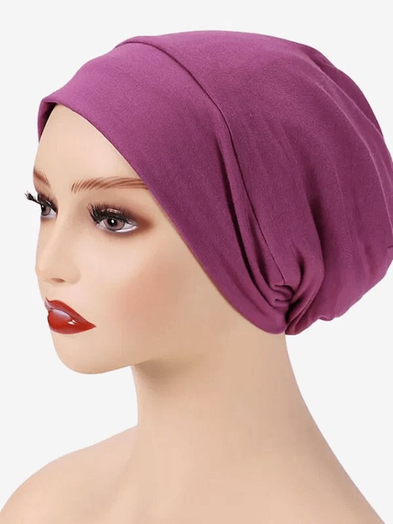 Satin Lined Hijab Undercap BLUSH L Slip on L Silk Lined Undercap L  Polyester Cap L Hijab Undercap L One Piece L Hair Care L Hijabi Hack 