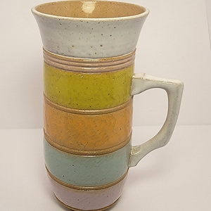 Tall Striped Multi-Colored Mug