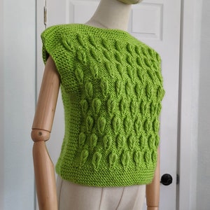 Hand Knit Sweater Vest in Green