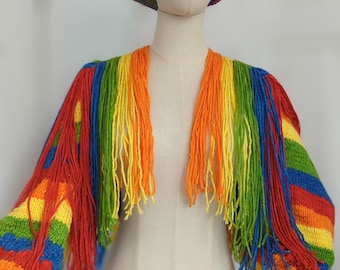 Bolero con flecos, cárdigan de suéter corto