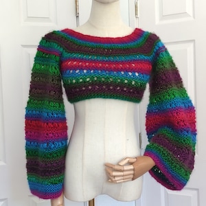 Knit Multicolor Striped Crop Sweater Top