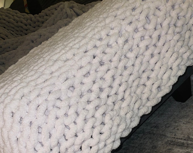 Chunky cozy weighted hand-knitted blankets