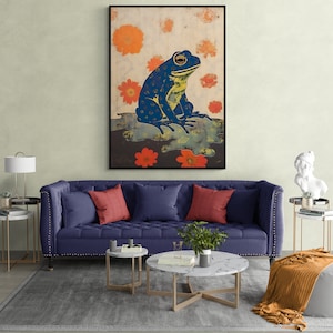 Poster Japanese Frog | Poster print matt | Spotted Frog | Japanese wood print | Frog painting | Matsumoto Hoji |