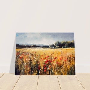 Wildflower field, digital file for printing, landscape vintage art, flowers, landscape picture
