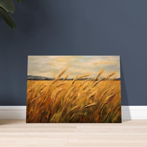 Poster Wheatfield | Grassy Landscape | Landscape picture with harmonious colors | Muted and natural colors | Inspired by the style of van Gogh