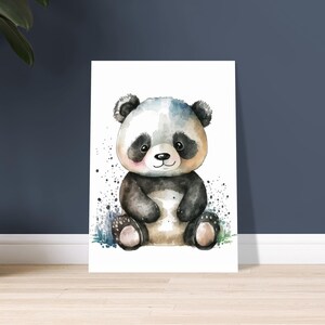 Cute panda bear as watercolour poster print for children&#39;s room