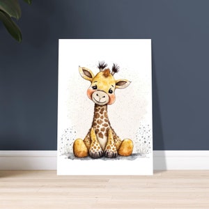 Póster Jirafa Acuarela Póster Habitación Infantil Linda Jirafa Póster Infantil