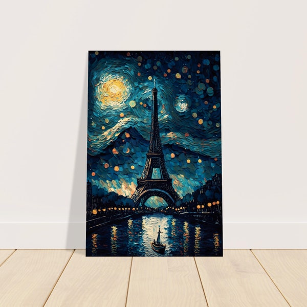 Eifelturm in Paris in einer Sternennacht, im Stil von van Gogh, Posterdruck