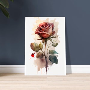 Rosa roja como póster de acuarela con calidad de museo