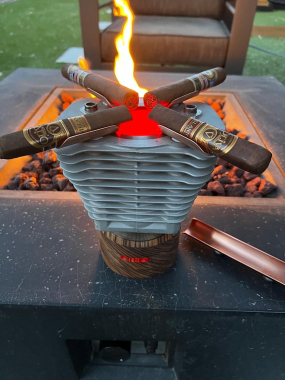 Harley Davidson 883 Engine Cigar Ashtray. Zebra Wood or Mahogany