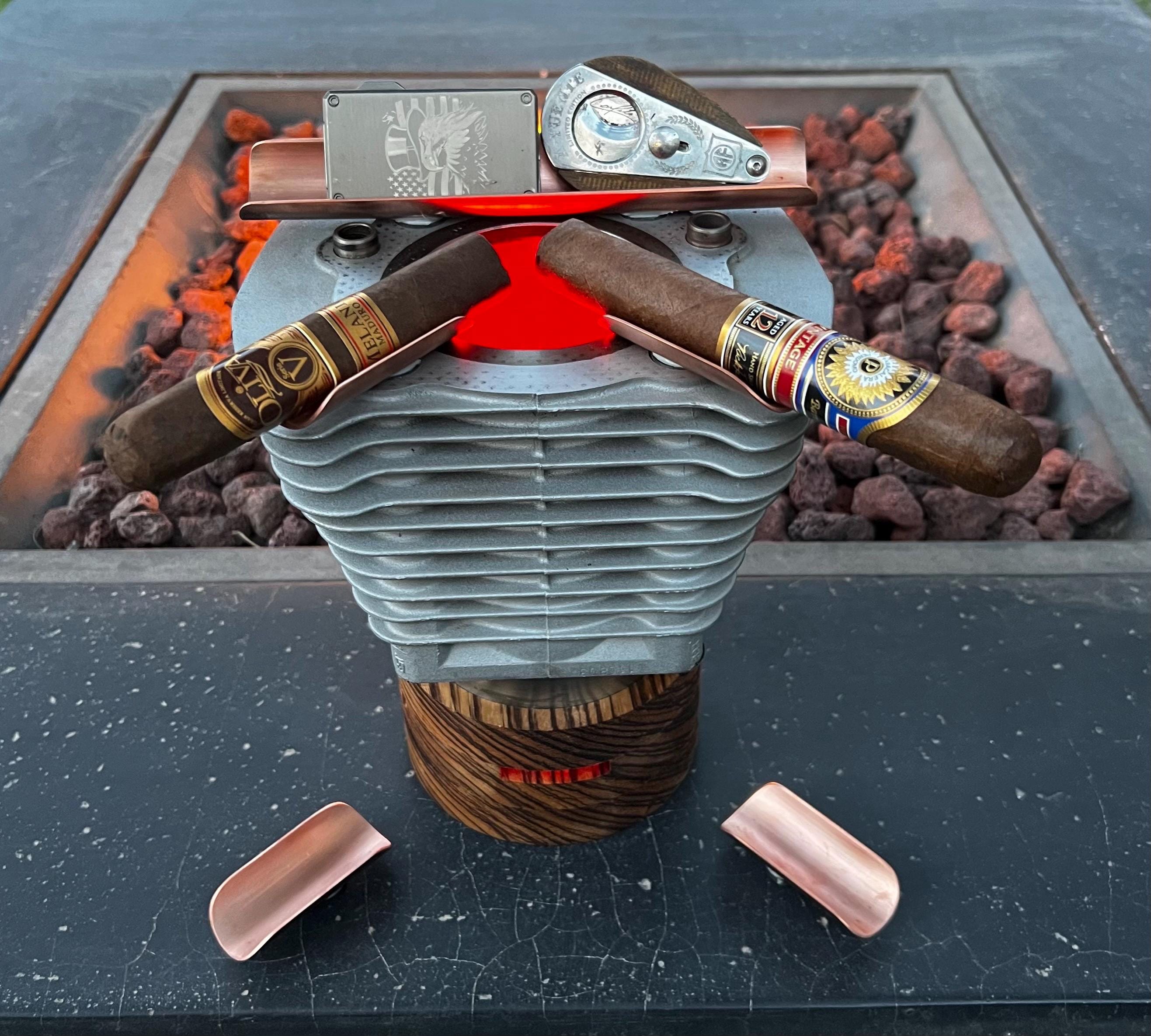 Harley Davidson 883 Engine Cigar Ashtray. Zebra Wood or Mahogany