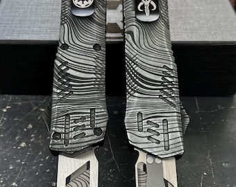 Automatic Beskar Engraved Aluminum Alloy Utility Tool, Custom Pocket Clip (Razor Blade Compatible)