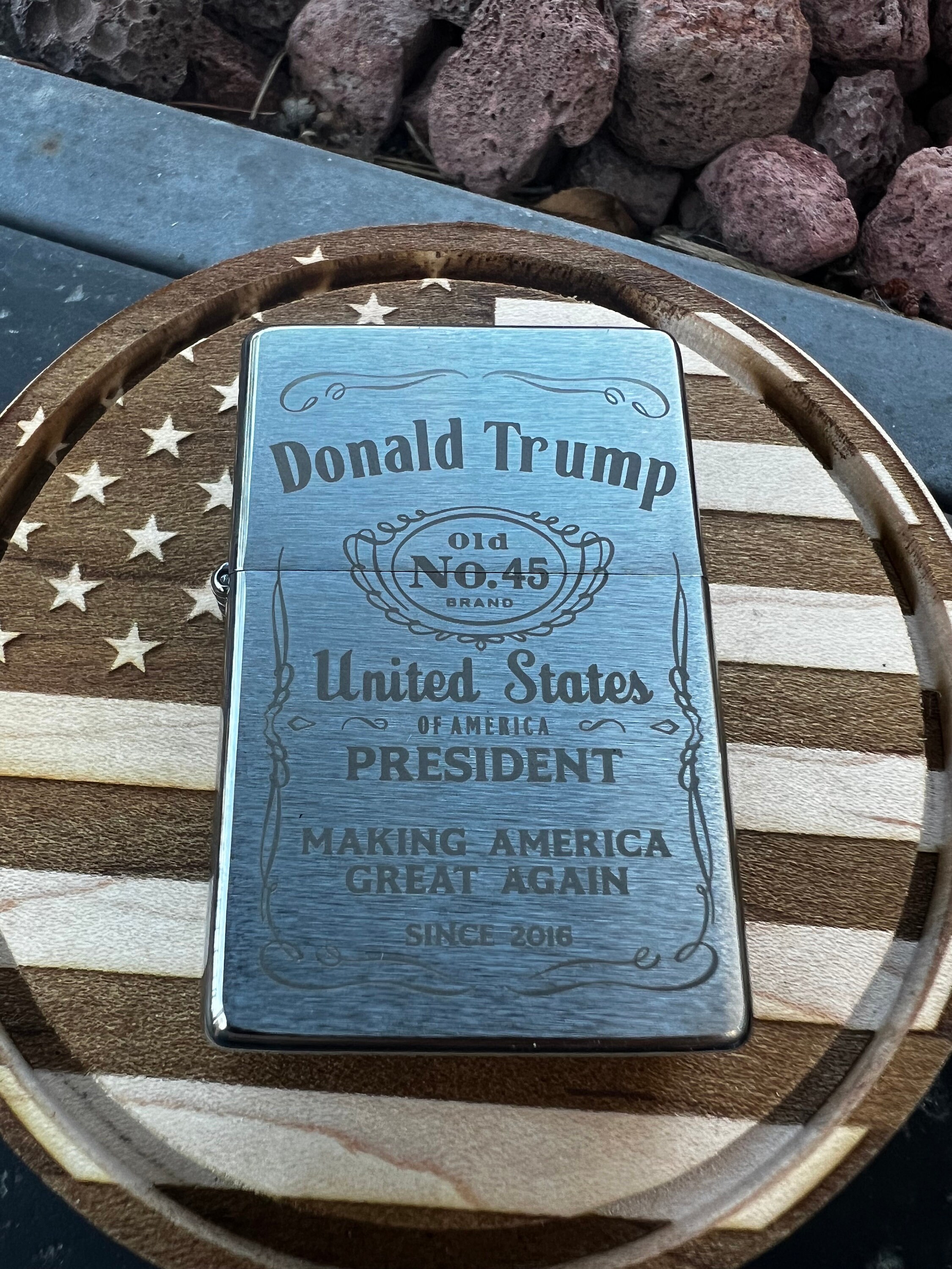 President Trump Cigar Ashtray With Custom Case, Zippo
