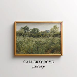 Cottage Landscape Painting | Printed Shipped Art | Vintage Print | Vintage Wall Art | Field Painting | Landscape horizontal | Oat Field