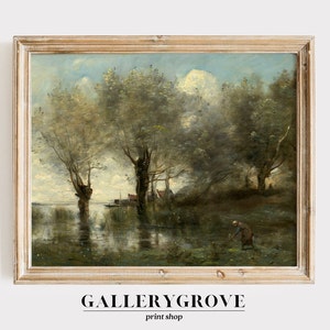 Vintage Art Digital Print |  Landscape Lake Digital Print | Old Artwork | Digital Download | Vintage Digital Print | Lake Digital Print