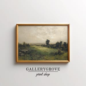 Country Oil Painting | Vintage Landscape Print | Farmhouse Wall Art | Printed Shipped Art | Vintage wall art