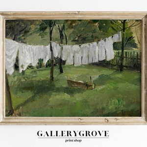 Laundry Room Art | Vintage Painting | Antique Wall Art |  Vintage Farmhouse Decor | Printed Shipped Art