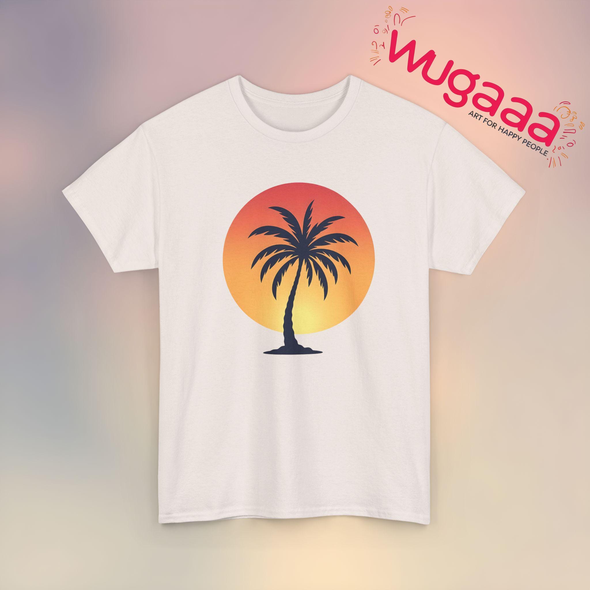 Tropical Sunset Palm Tree Graphic Tee: Beach Vibes Shirt - Etsy