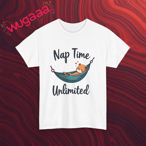 Cute Bear in Hammock Nap Time Unlimited Graphic Tee, Fun Animal Lovers Shirt, Adorable Bear Design T-shirt, Cozy Casual Wear