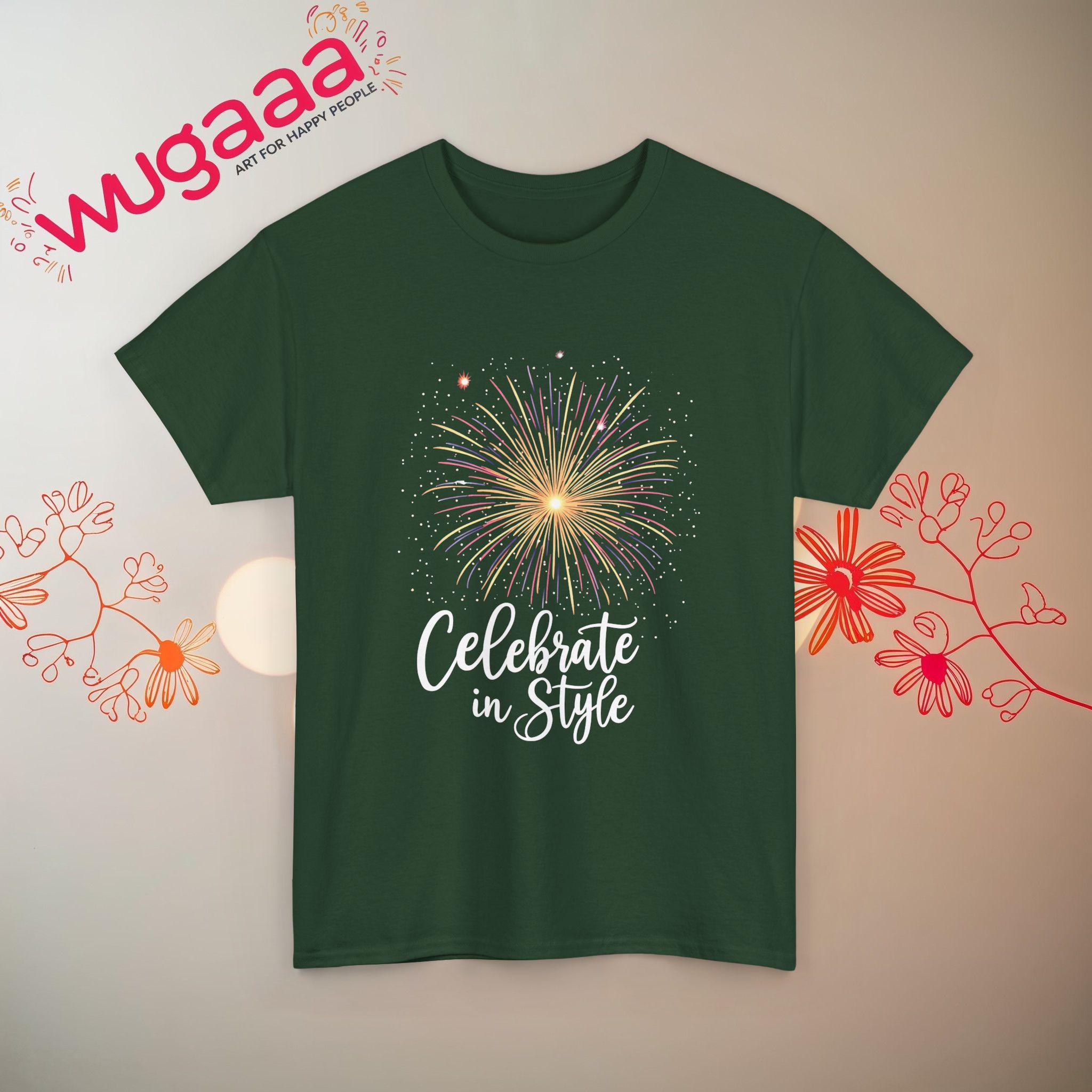 花火グラフィックTシャツ：スタイリッシュにお祝いしよう、ユニ 