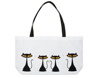 Schwarze Katzen-Tragetasche im Mid-Century-Modern-Retro-Stil, aus Polyestergewebe