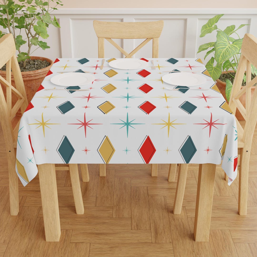 Retro Mid-century Modern Tablecloth: Festive Dining Cover - Etsy